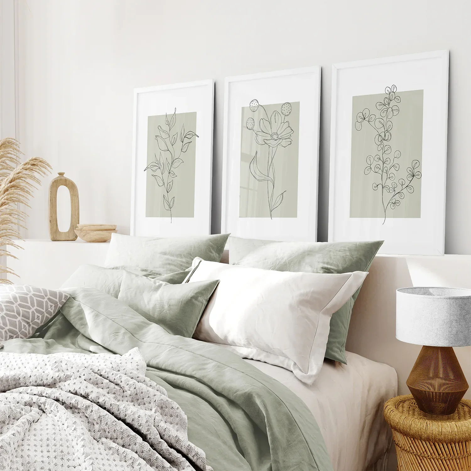 Pastel Wild Flowers Set of 3 Prints. Botanical Line Art - Image 5