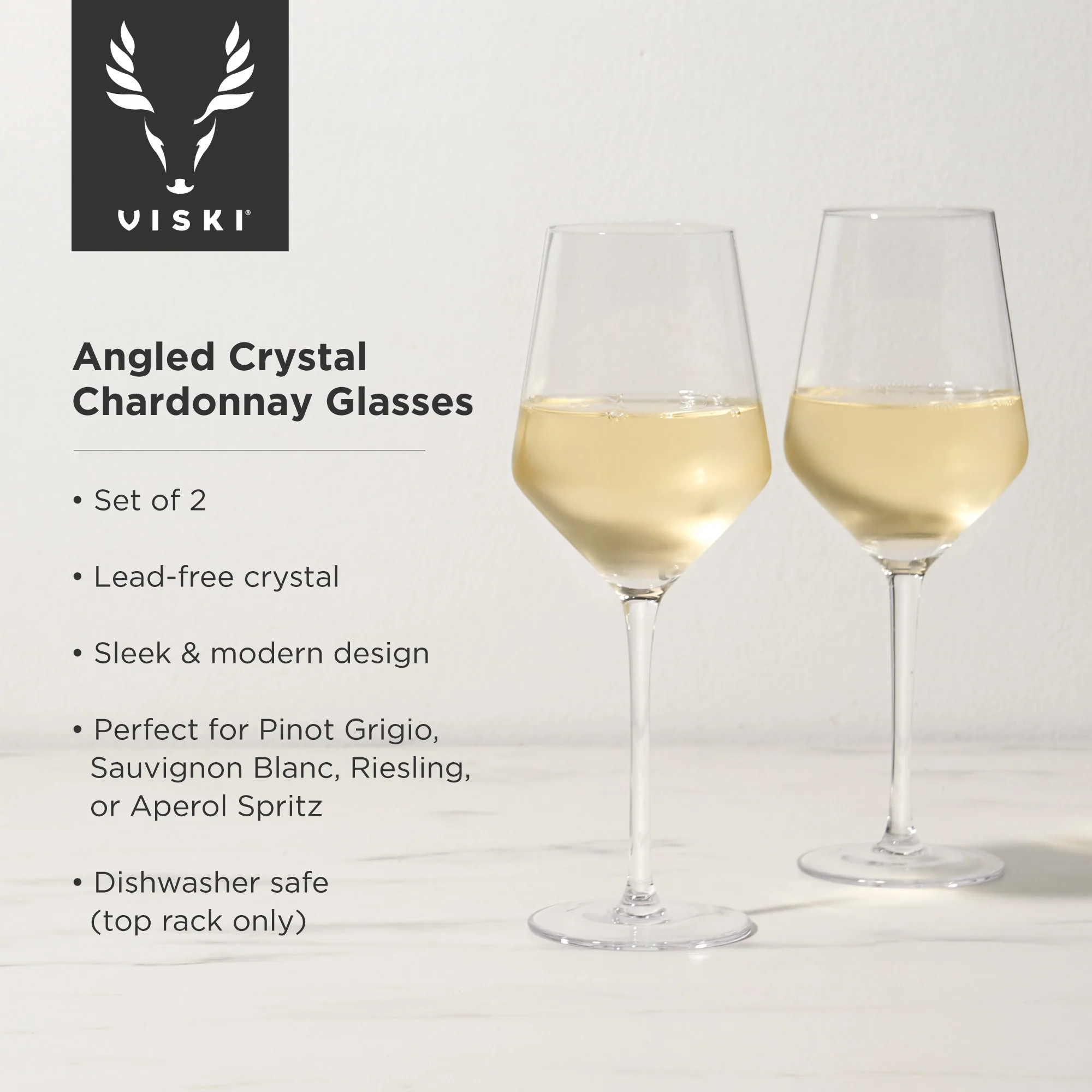 Raye crystal angled chardonnay glasses viski® - Image 4