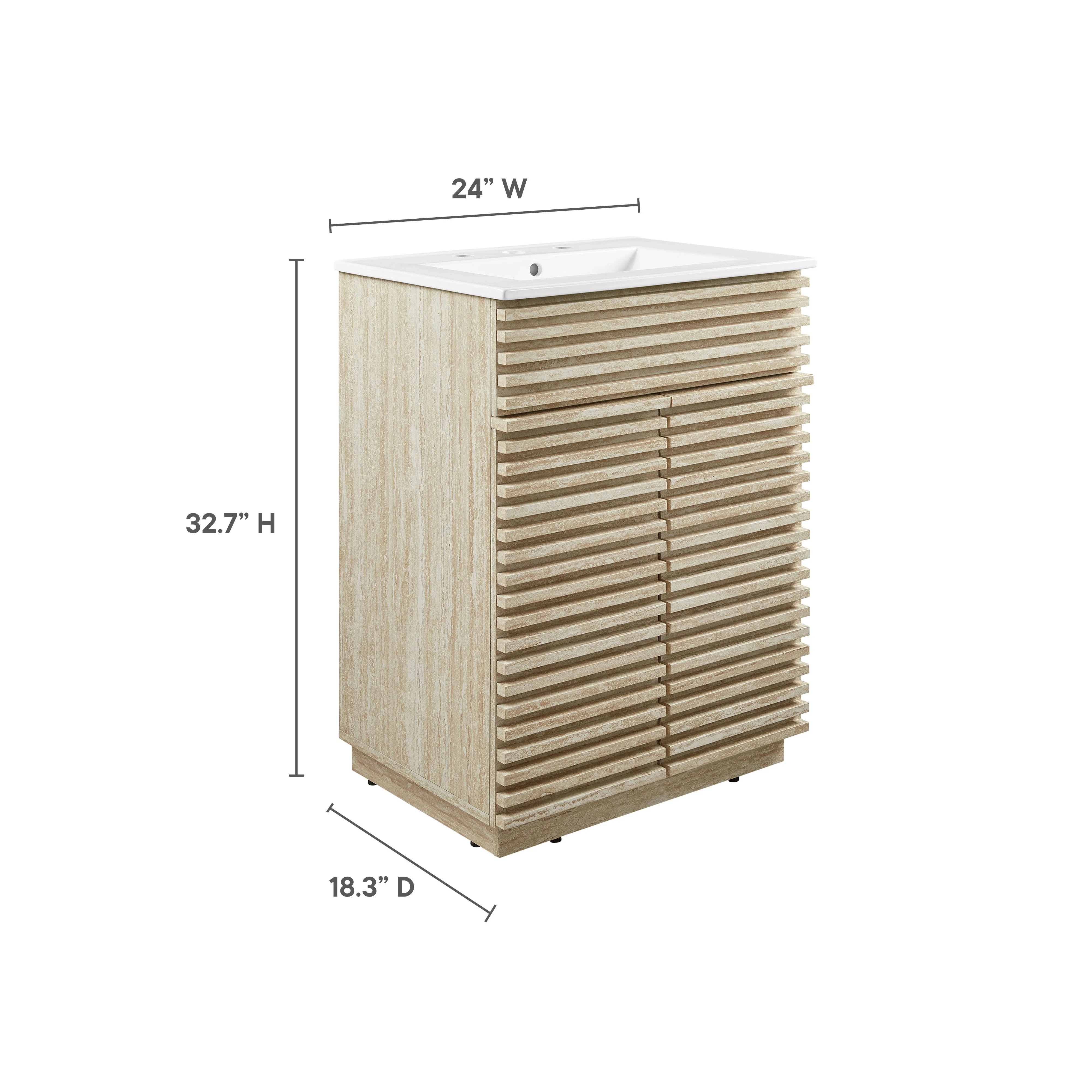 Render 24" Faux Travertine Bathroom Vanity With Sink by Modway - Image 3