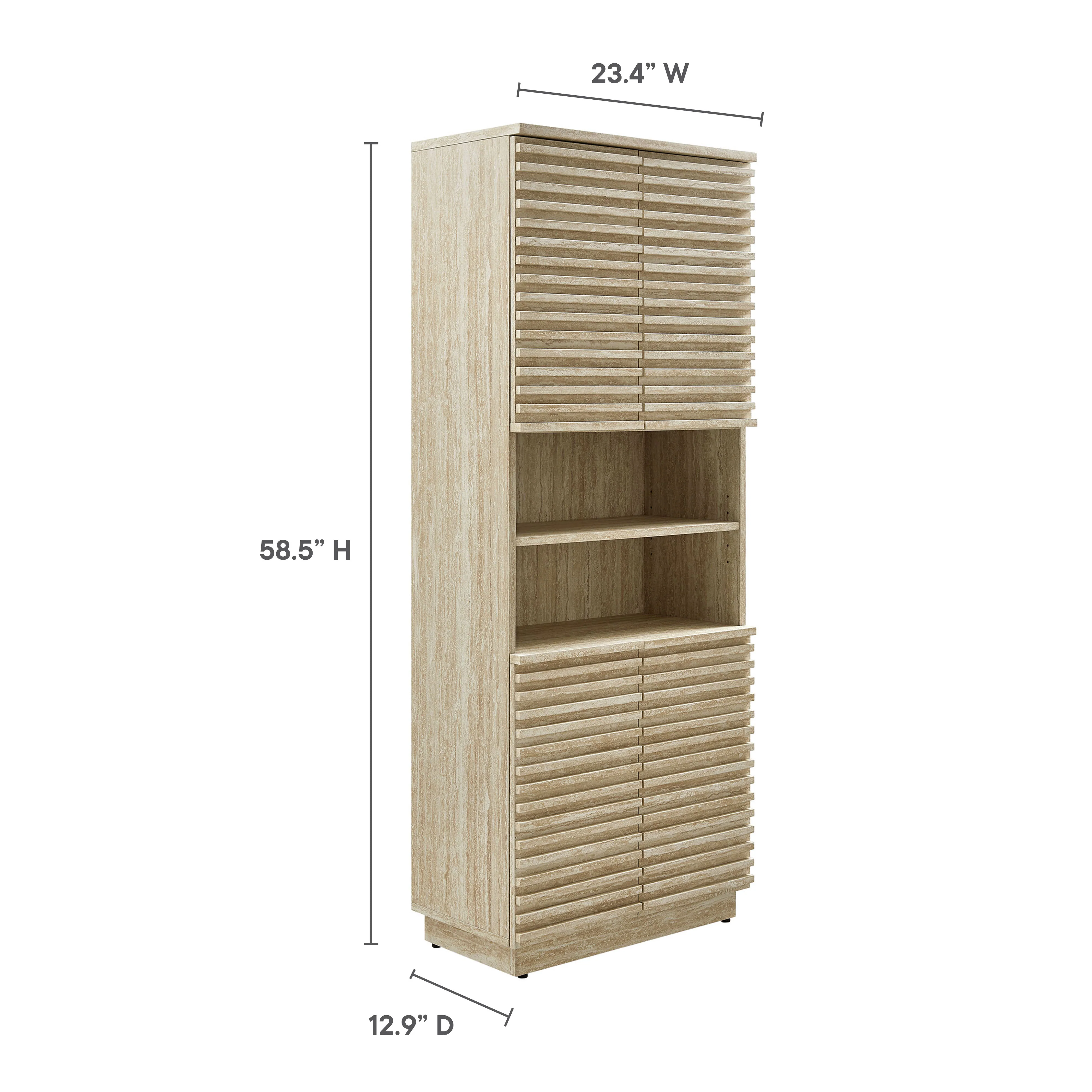 Render Tall Faux Travertine Linen Storage Cabinet by Modway - Image 3
