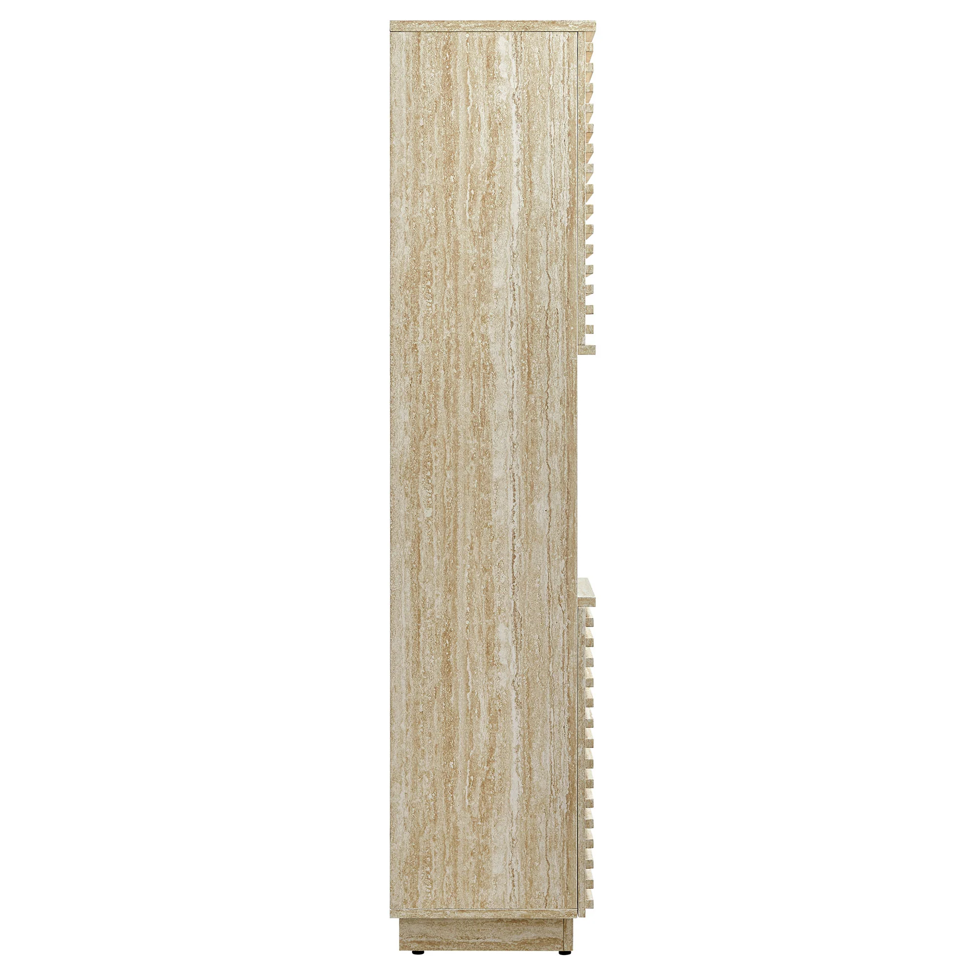 Render Tall Narrow Faux Travertine Linen Storage Cabinet - Image 4