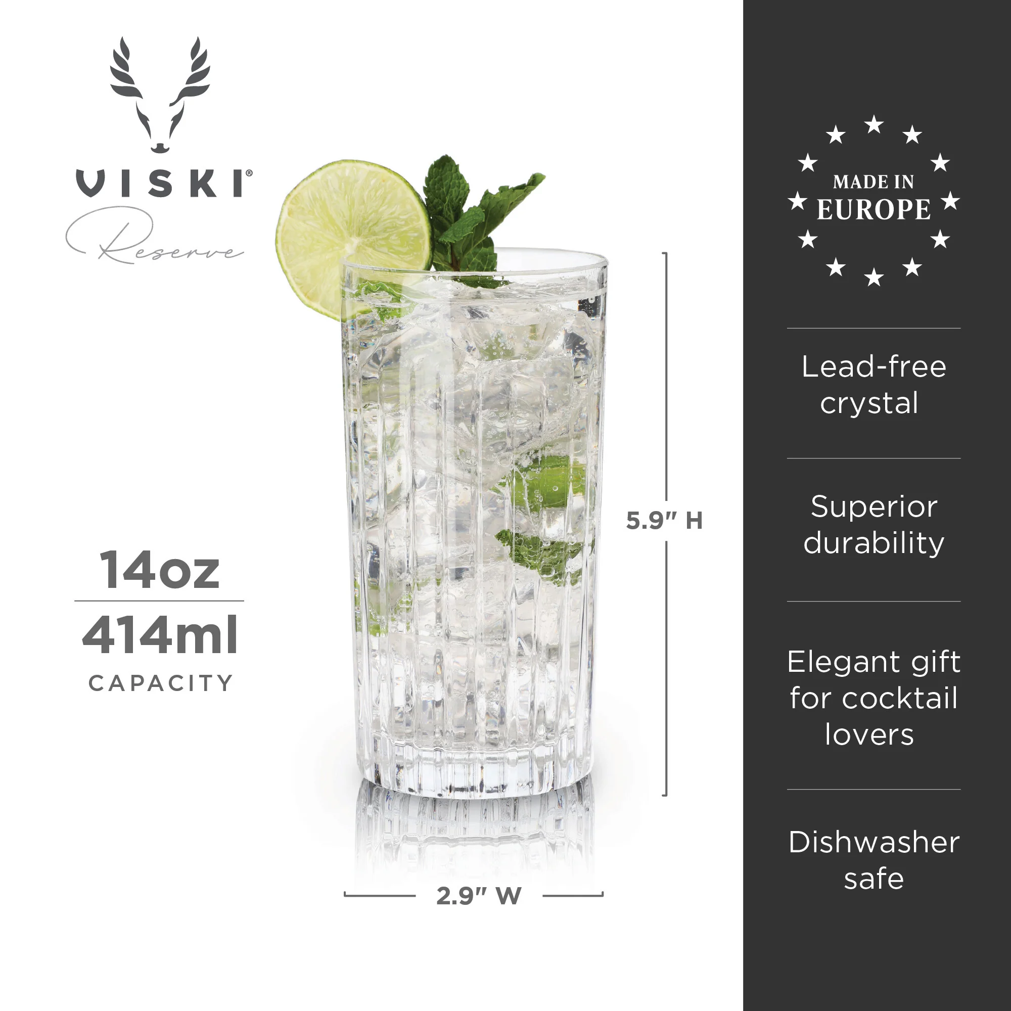 Reserve milo crystal highball glasses viski® - Image 5