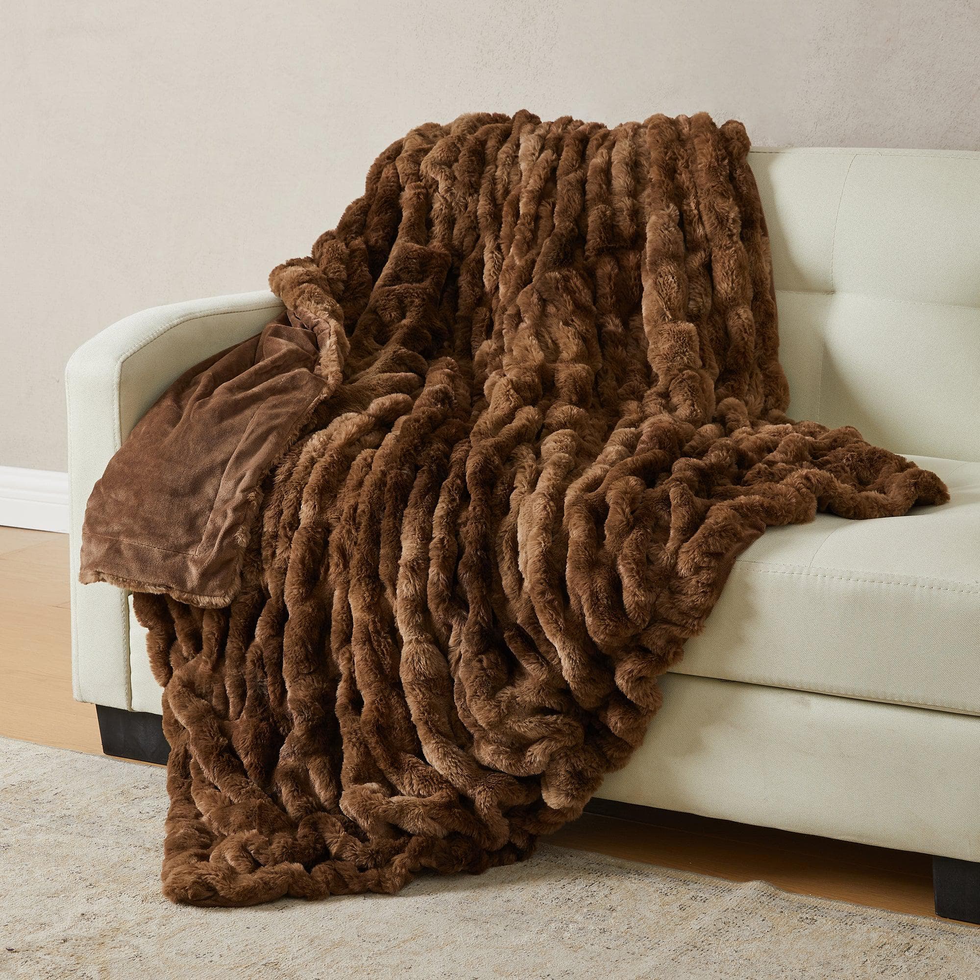Ruched Faux Fur Throw Blanket - Alondra Collection - Image 28