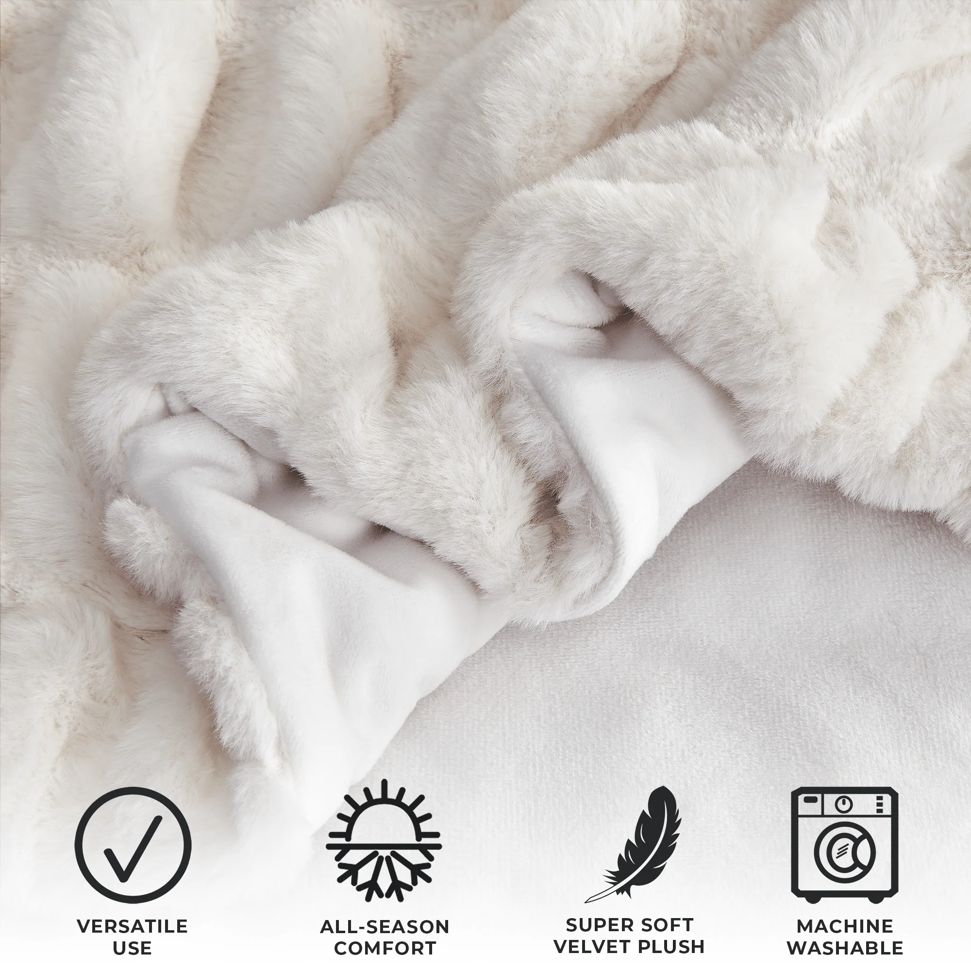 Ruched Faux Fur Throw Blanket - Alondra Collection - Image 3