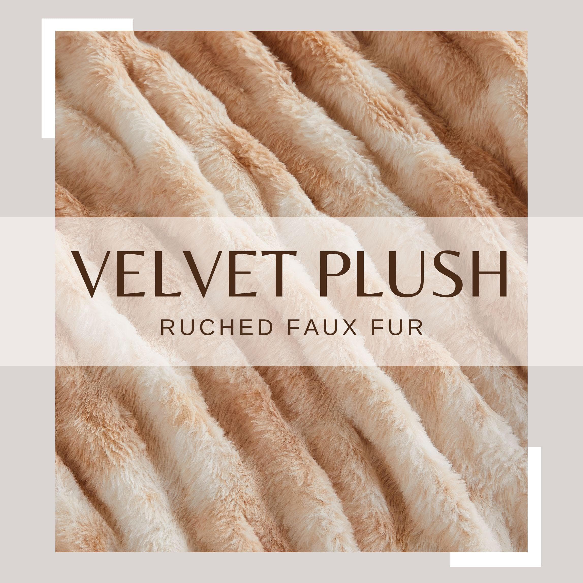 Ruched Faux Fur Throw Blanket - Alondra Collection - Image 35