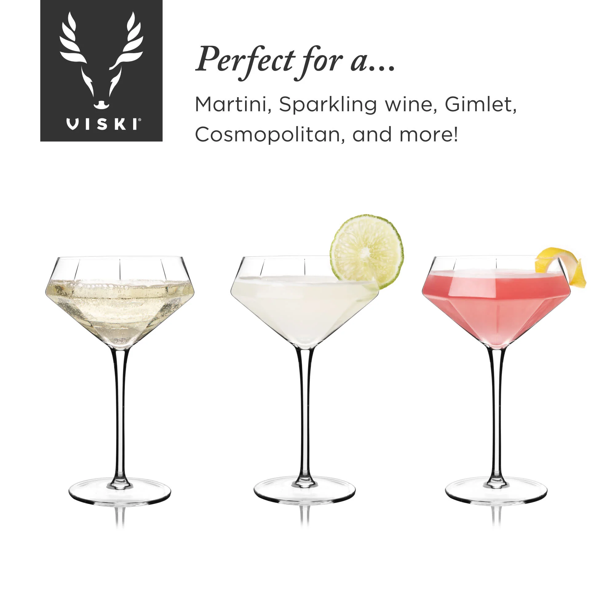 Seneca crystal diamond martini glasses viski® - Image 3