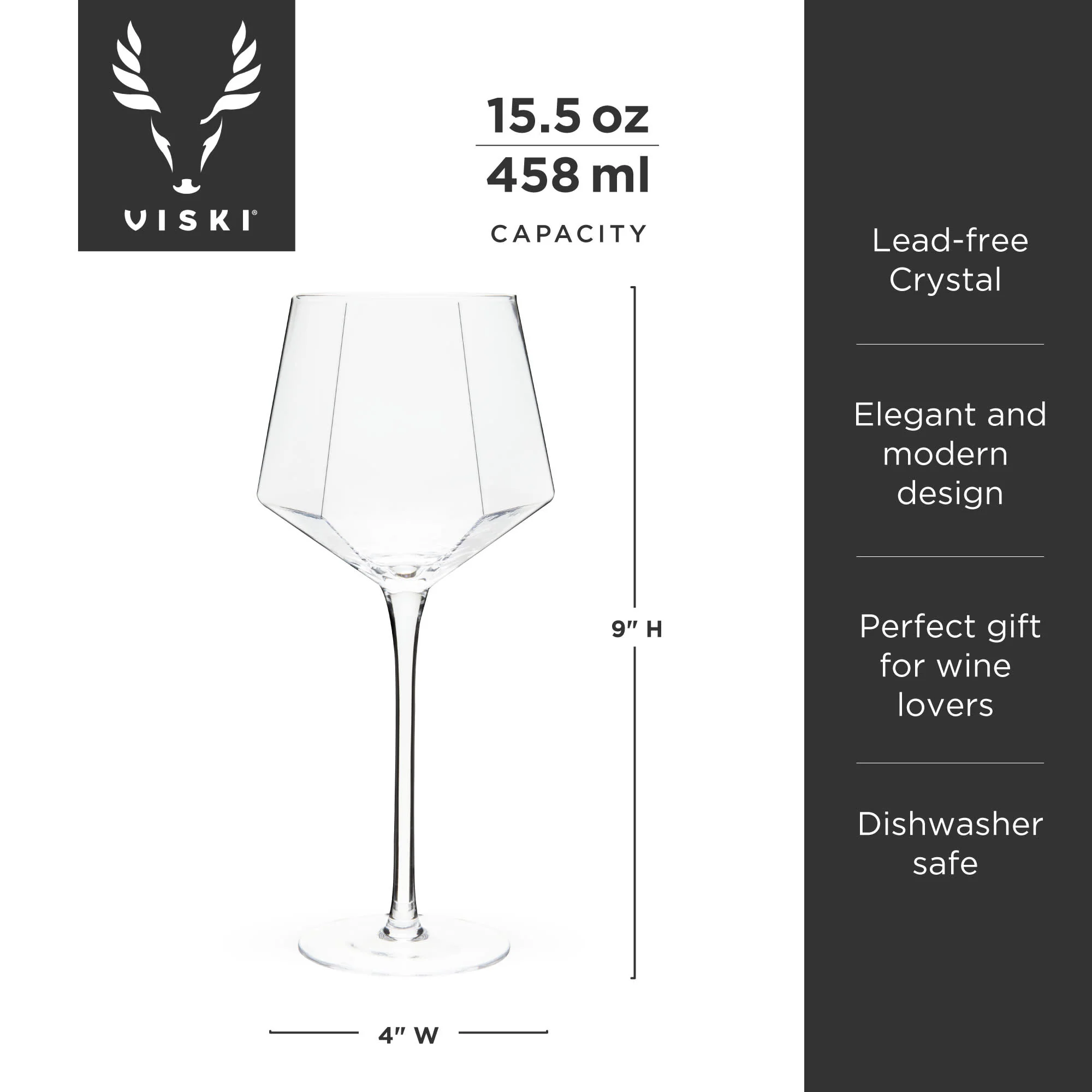 Seneca crystal wine glasses viski® - Image 3
