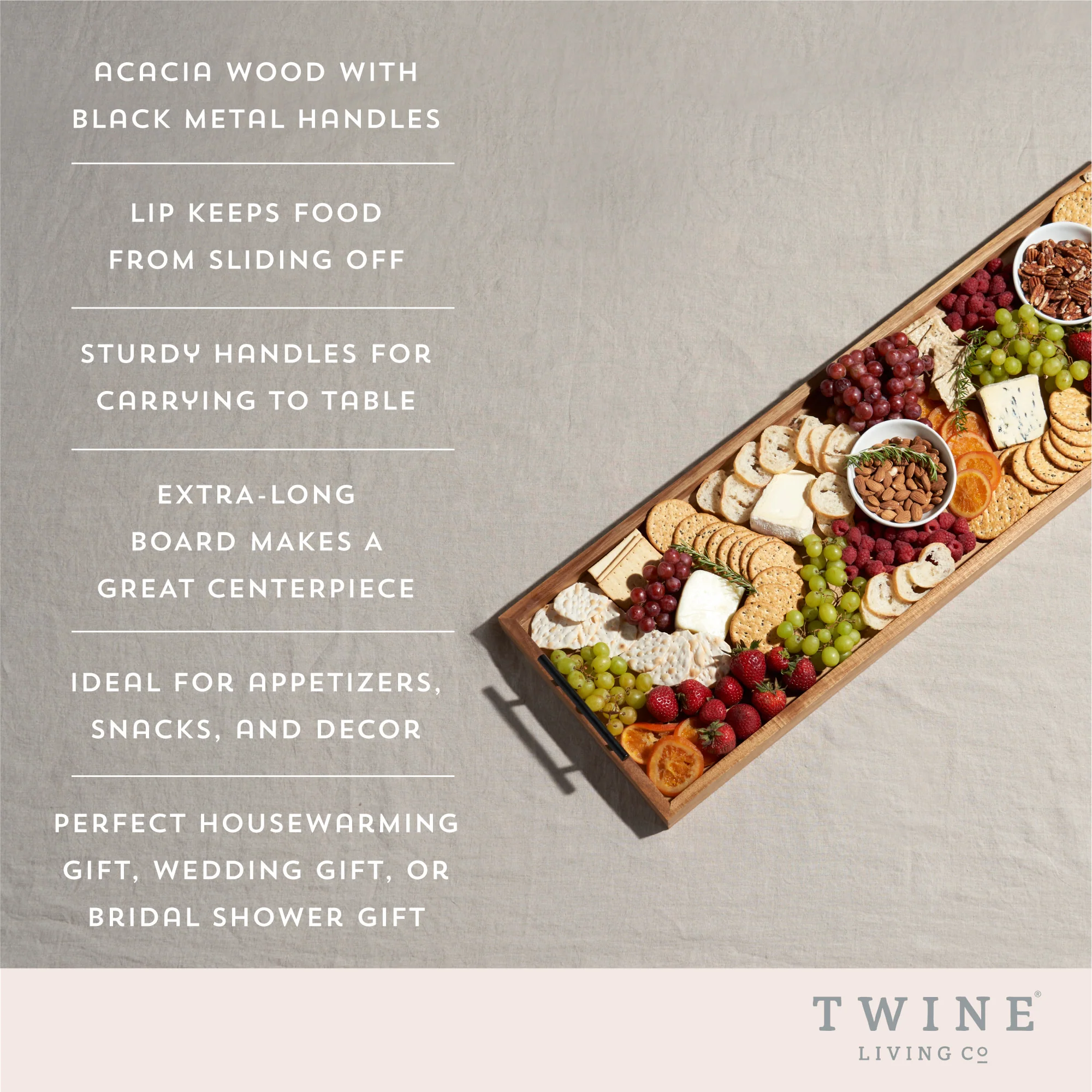 The longboard acacia cheese board by twine living® - Image 4