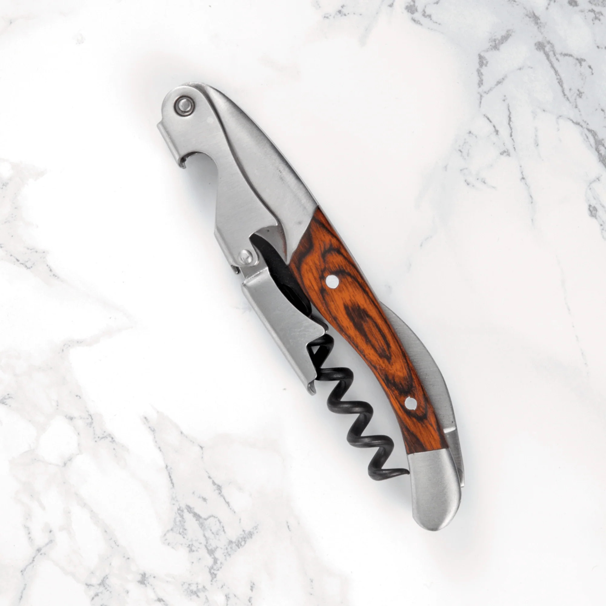 Wooden double hinged corkscrew by twine® - Image 3