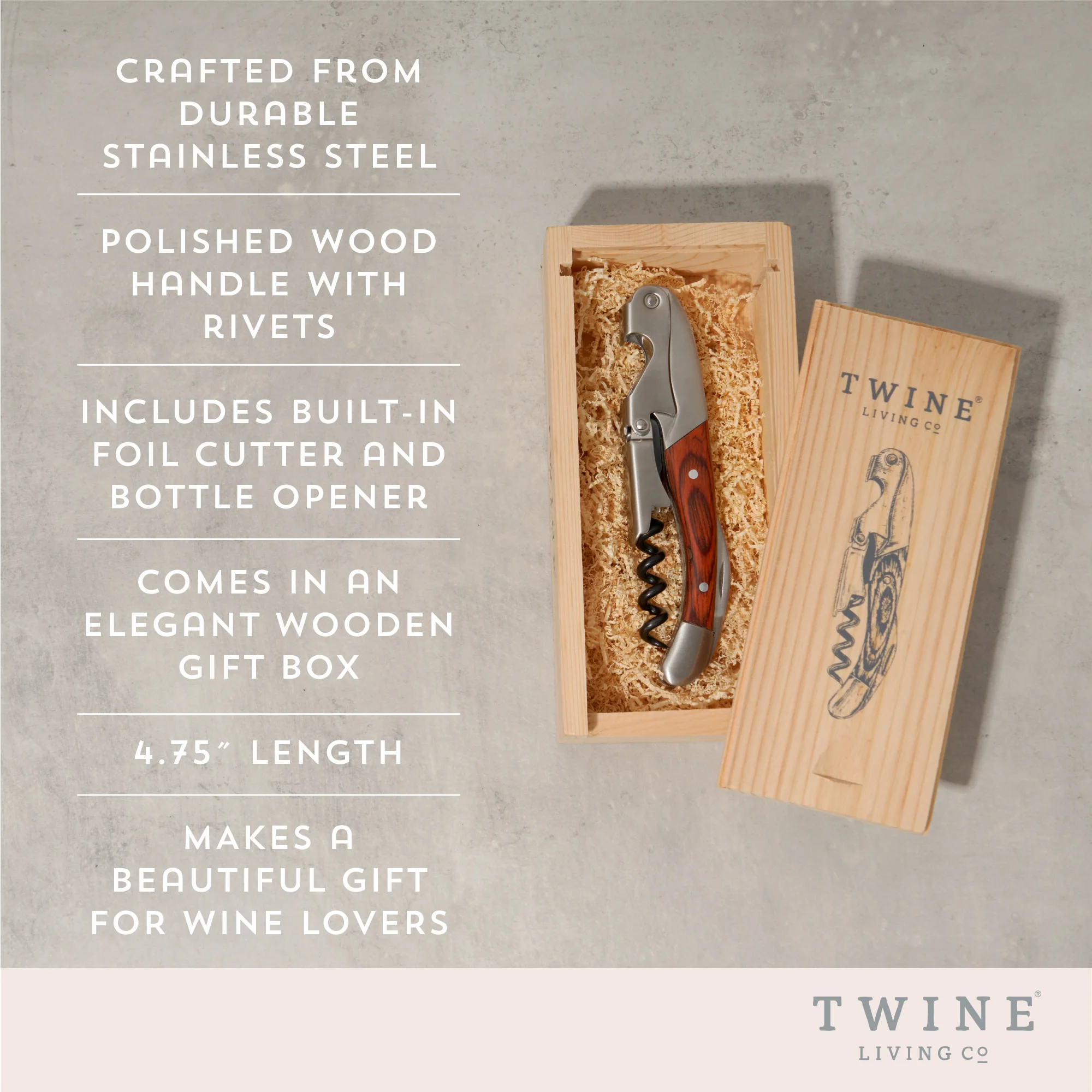 Wooden double hinged corkscrew by twine® - Image 4